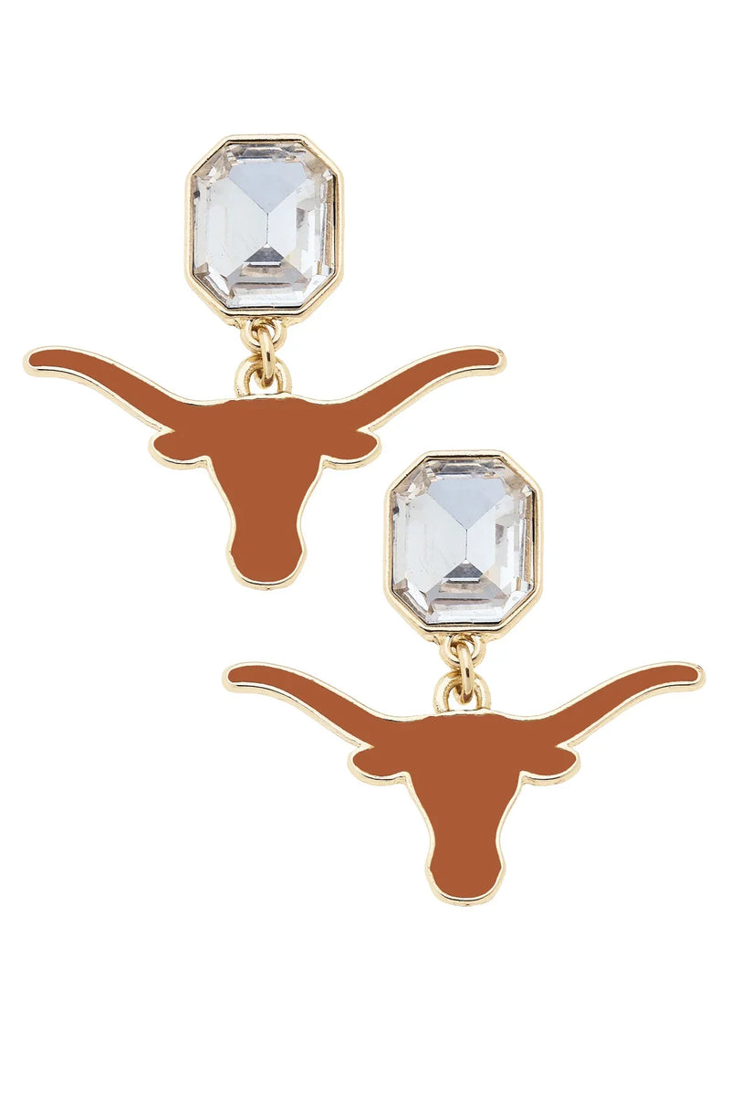 Texas Longhorns Enamel Script Earrings in Burnt Orange main image 1