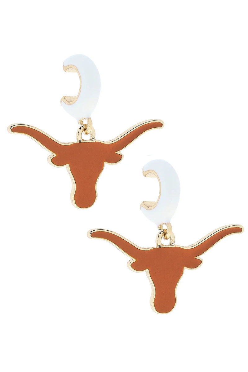 Texas Longhorns Enamel Script Earrings in Burnt Orange main image 0
