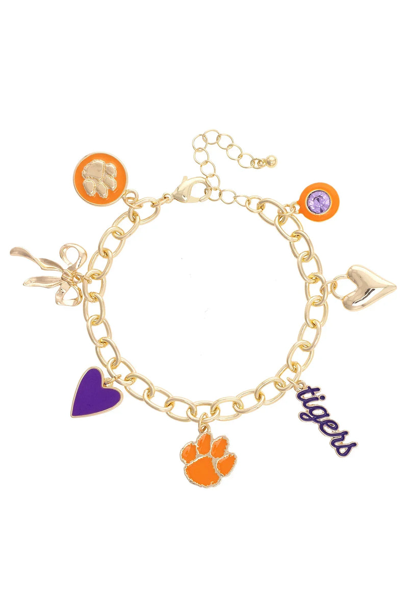 Clemson Tigers Sculpted Enamel Checkered Hinge Bangle main image 0