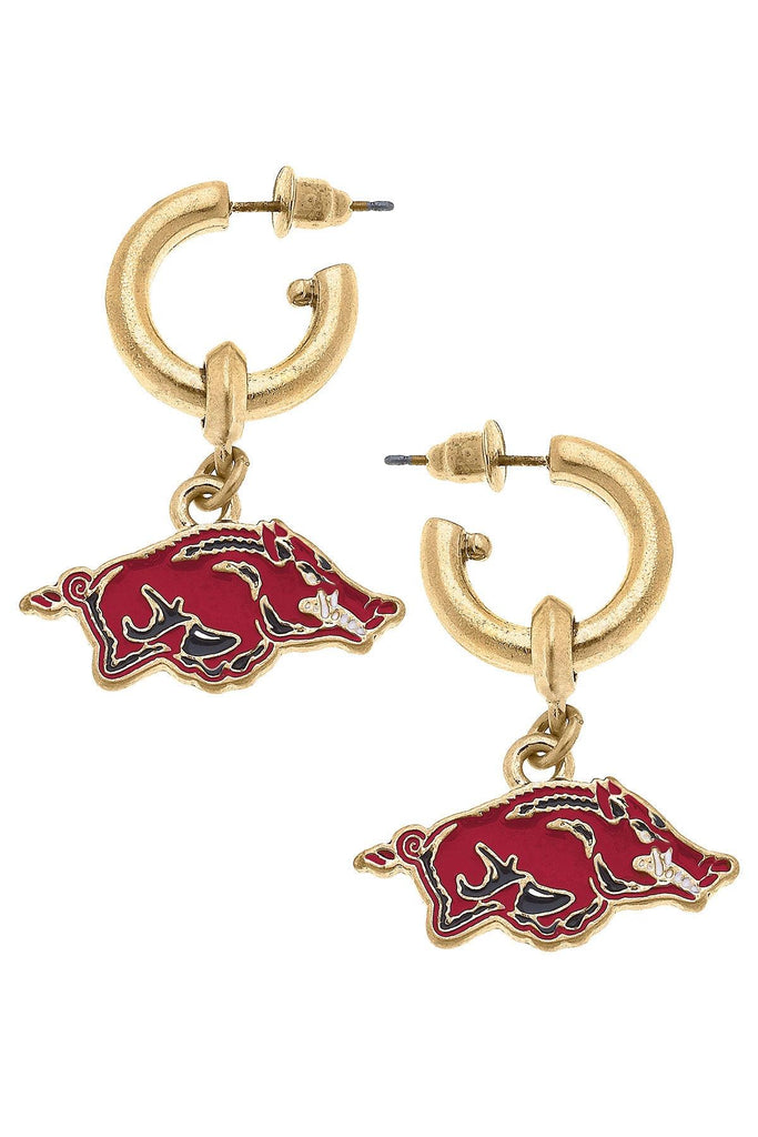 Arkansas Razorbacks Enamel Drop Hoop Earrings - Canvas Style