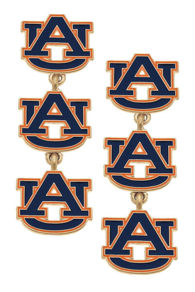Auburn Tigers Triple Drop Enamel Earrings - Canvas Style