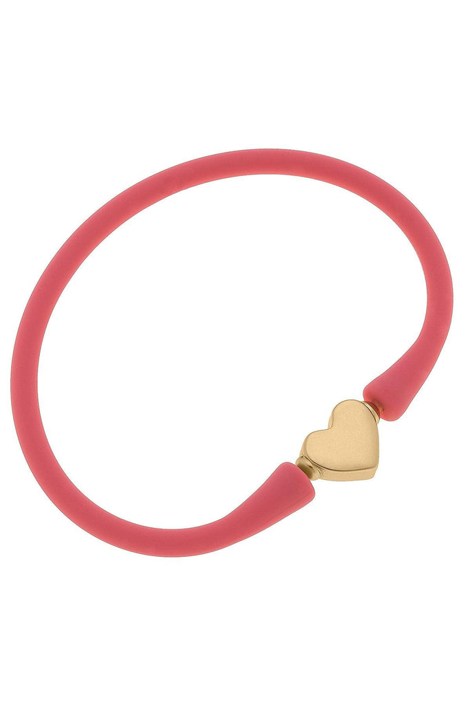 Bali Heart Bead Silicone Bracelet in Pink - Canvas Style