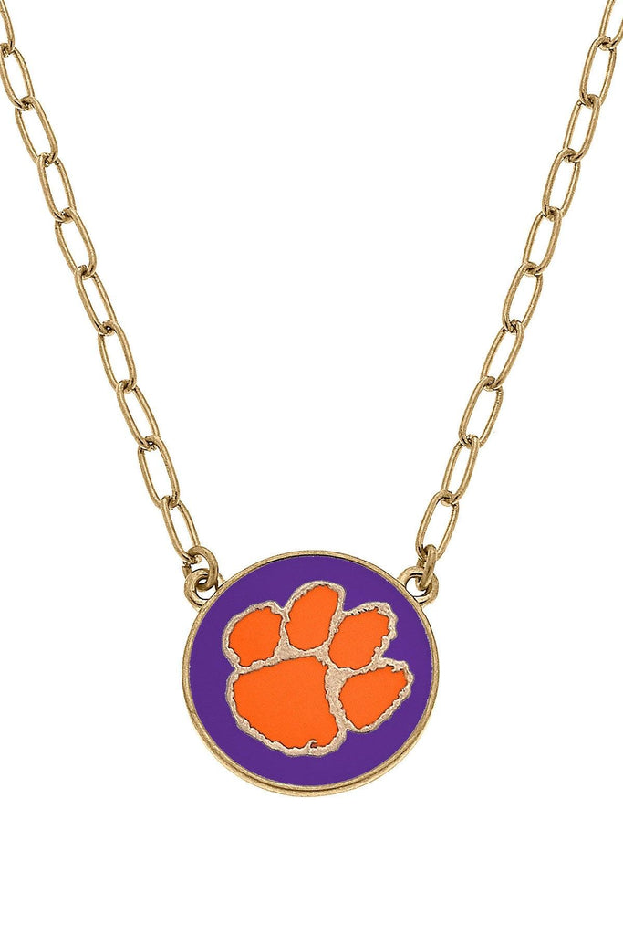 Clemson Tigers Enamel Disc Pendant Necklace - Canvas Style