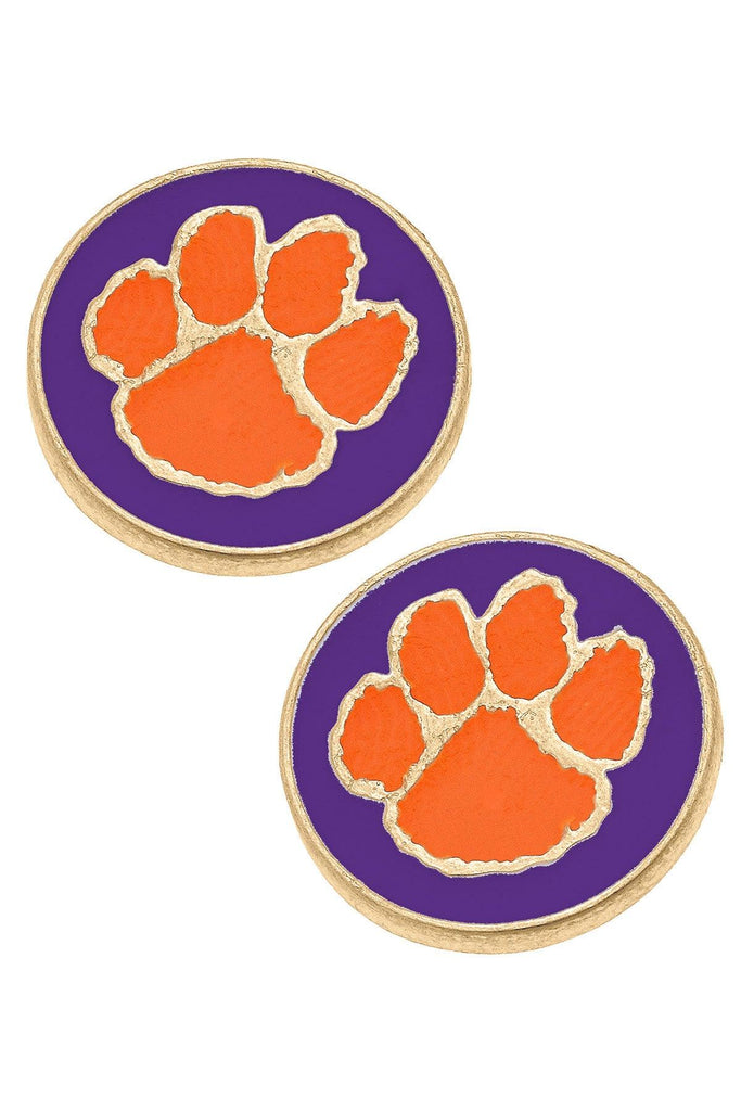 Clemson Tigers Enamel Disc Stud Earrings - Canvas Style