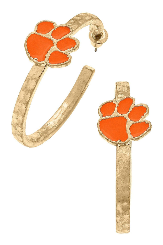 Clemson Tigers Enamel Logo Hoop Earrings - Canvas Style