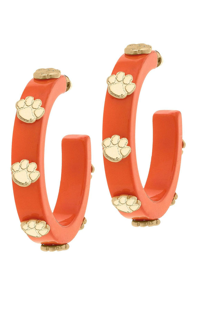 Clemson Tigers Resin Logo Hoop Earrings - Canvas Style