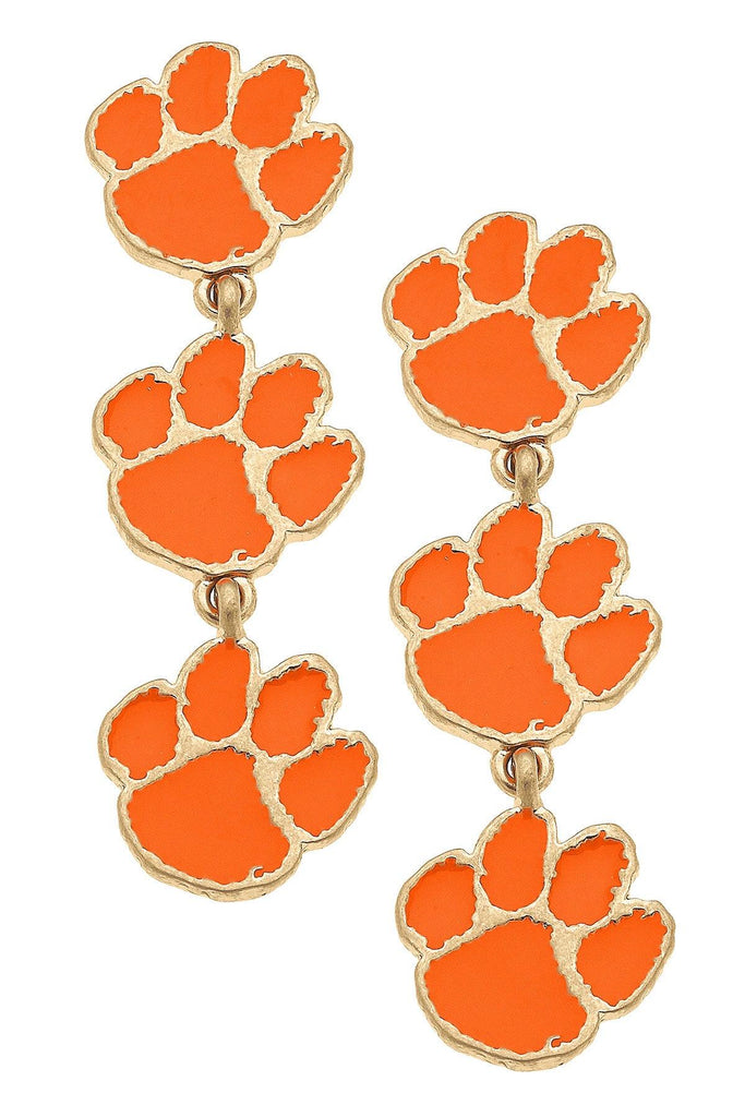 Clemson Tigers Triple Drop Enamel Earrings - Canvas Style