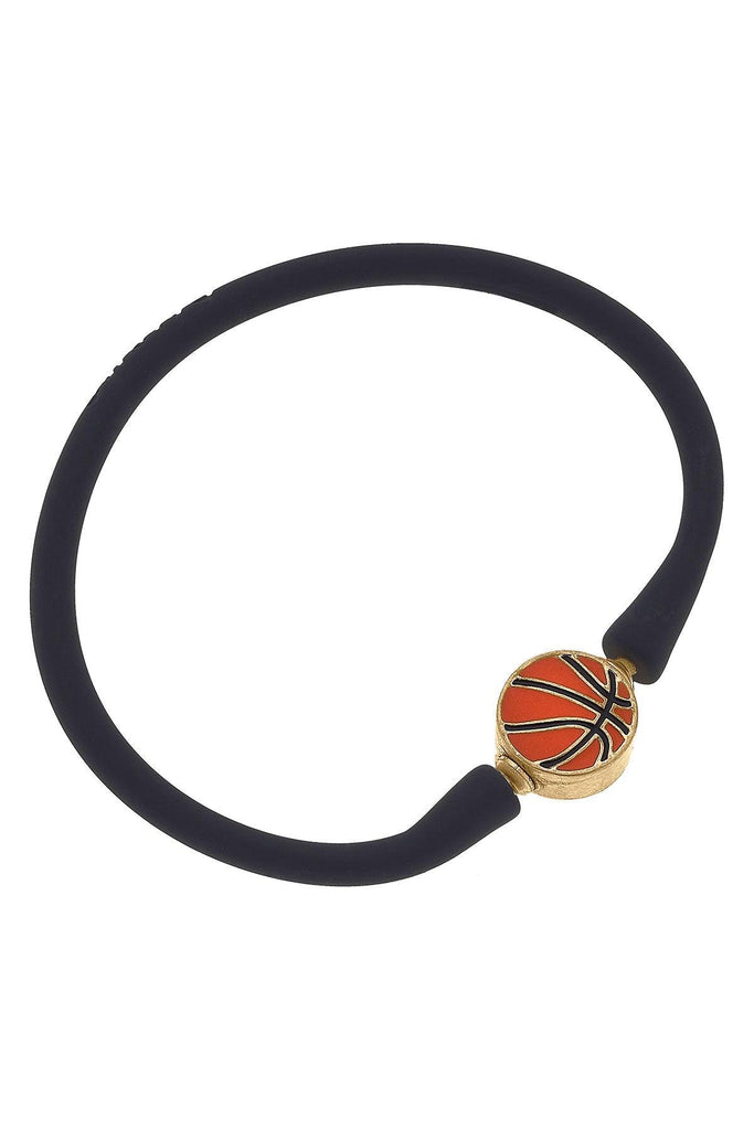 Enamel Basketball Silicone Bali Bracelet in Black - Canvas Style