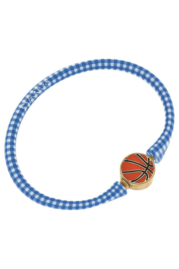 Enamel Basketball Silicone Bali Bracelet in Blue Gingham - Canvas Style