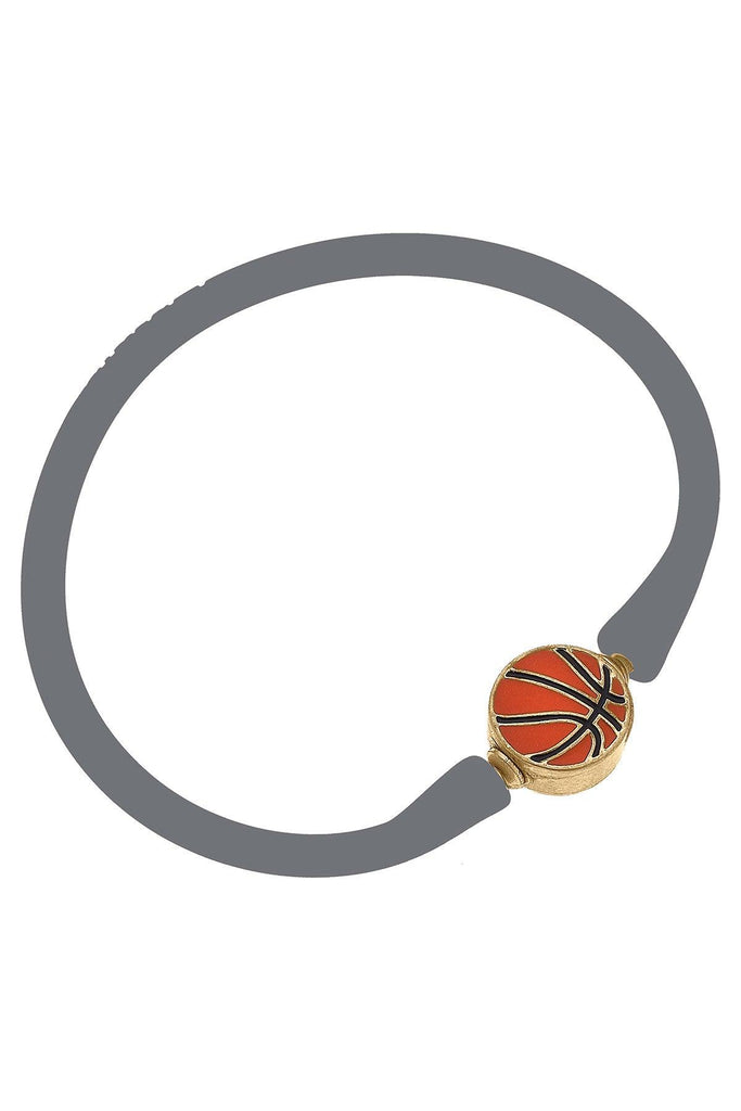 Enamel Basketball Silicone Bali Bracelet in Grey - Canvas Style