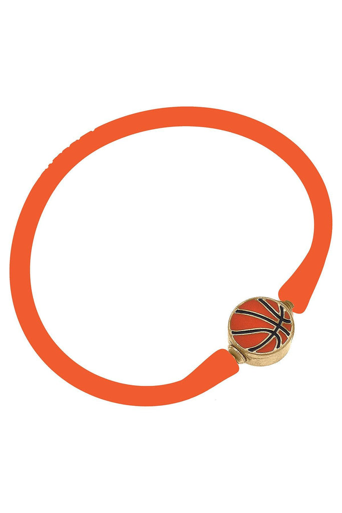 Enamel Basketball Silicone Bali Bracelet in Orange - Canvas Style