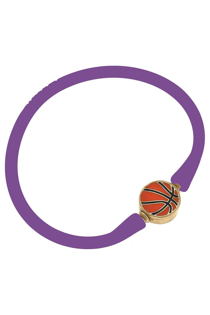 Enamel Basketball Silicone Bali Bracelet in Purple - Canvas Style