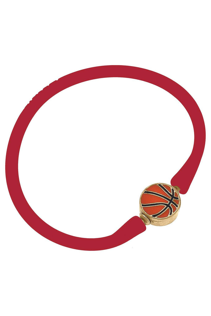 Enamel Basketball Silicone Bali Bracelet in Red - Canvas Style