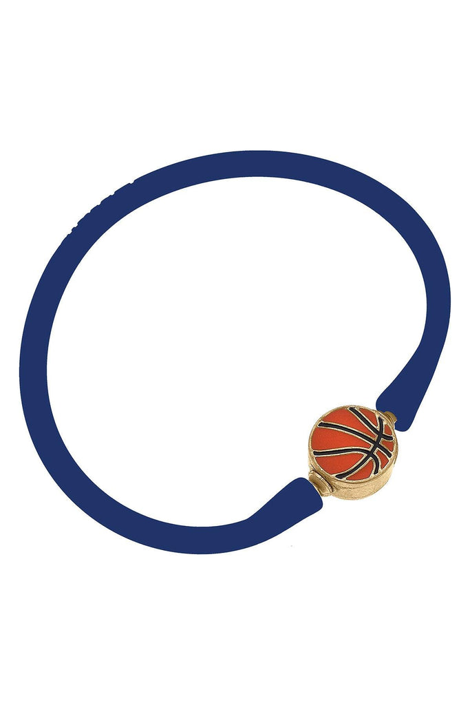 Enamel Basketball Silicone Bali Bracelet in Royal Blue - Canvas Style