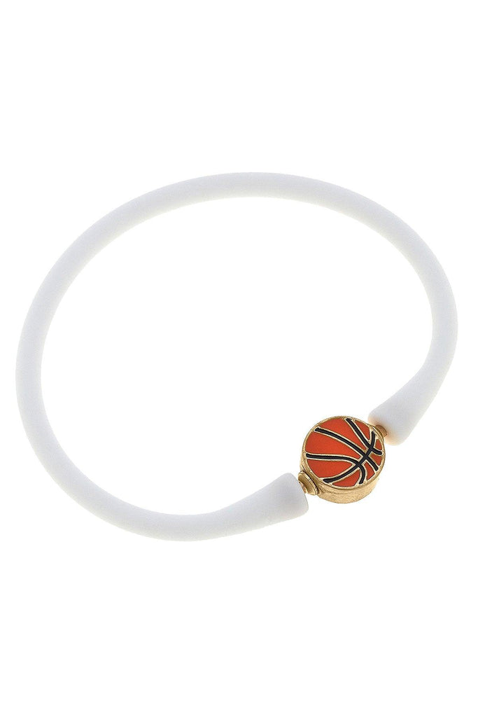 Enamel Basketball Silicone Bali Bracelet in White - Canvas Style