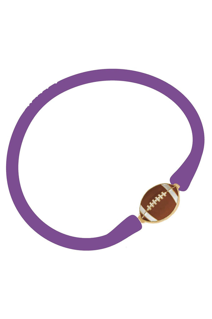 Enamel Football Silicone Bali Bracelet in Purple - Canvas Style