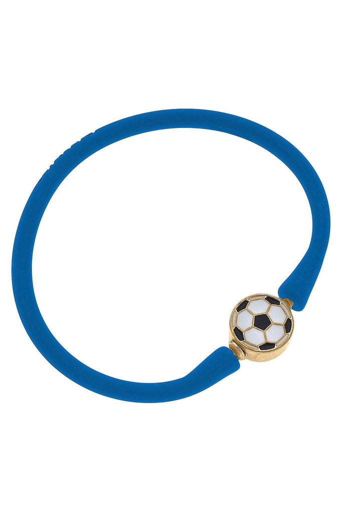 Enamel Soccer Ball Silicone Bali Bracelet in Blue - Canvas Style