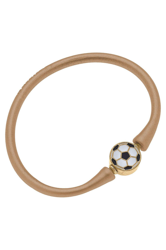 Enamel Soccer Ball Silicone Bali Bracelet in Gold - Canvas Style