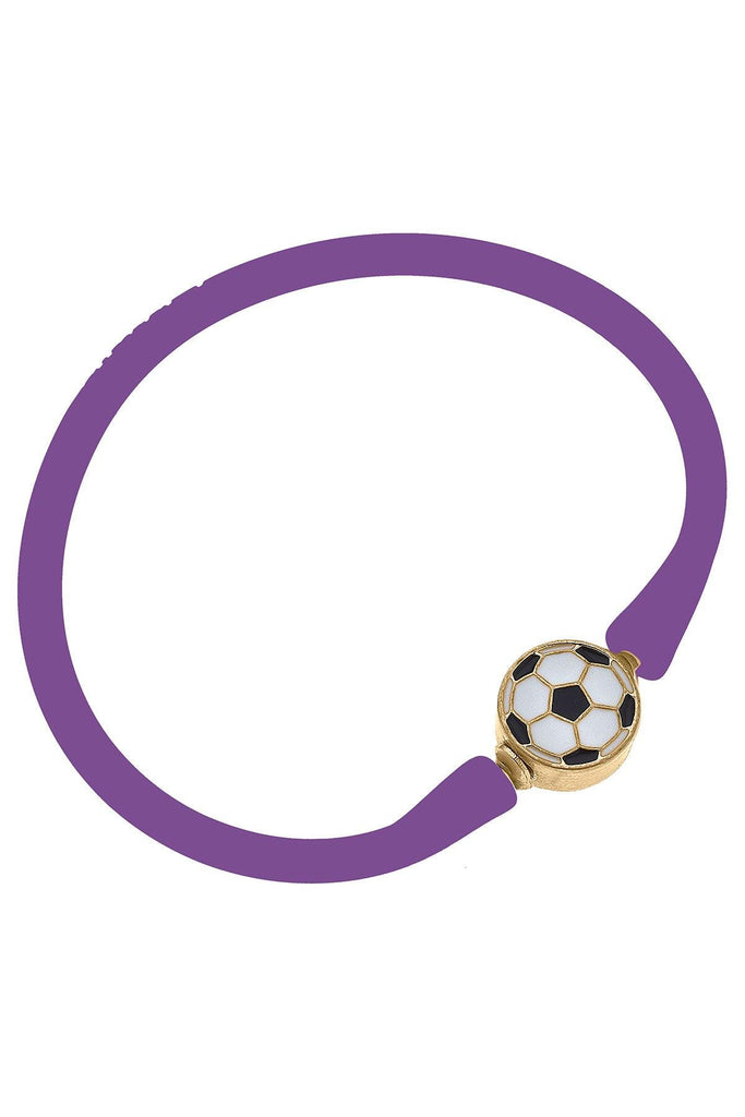 Enamel Soccer Ball Silicone Bali Bracelet in Purple - Canvas Style