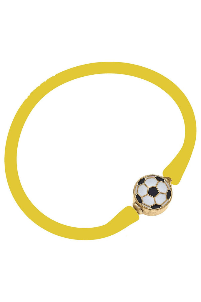 Enamel Soccer Ball Silicone Bali Bracelet in Yellow - Canvas Style