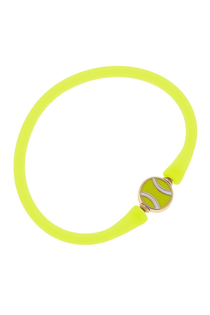 Enamel Tennis Ball Silicone Bali Bracelet in Neon Yellow - Canvas Style