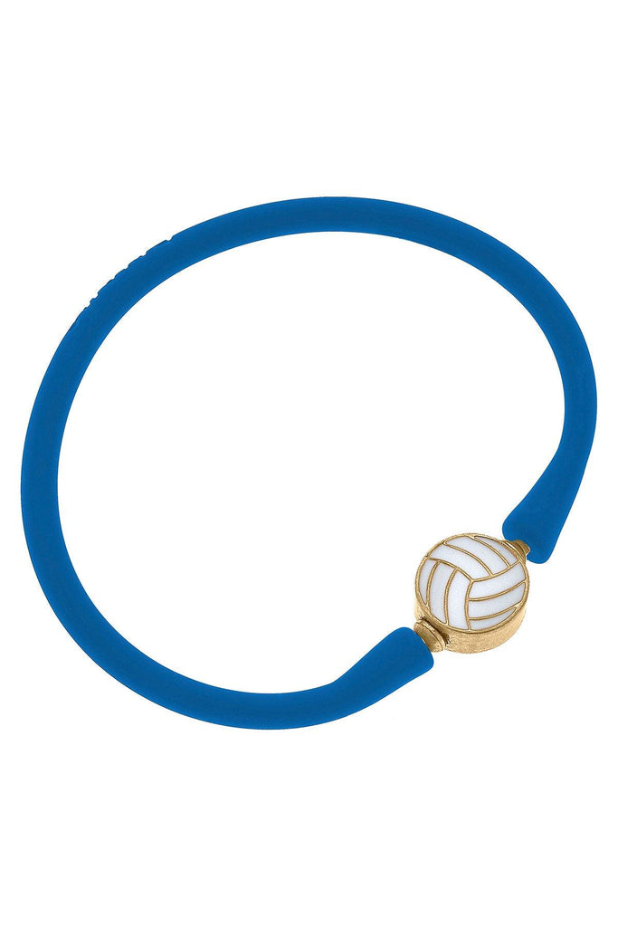 Enamel Volleyball Silicone Bali Bracelet in Blue - Canvas Style