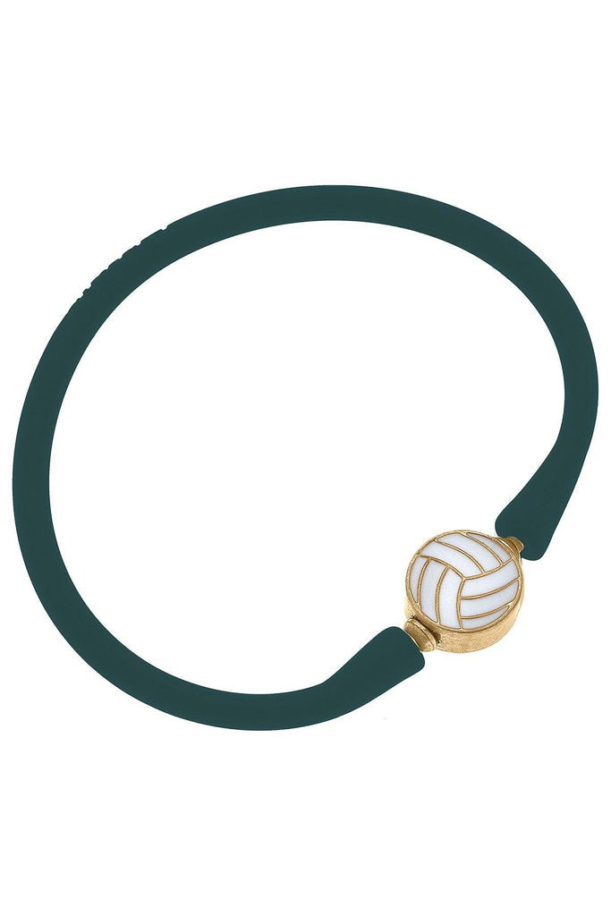 Enamel Volleyball Silicone Bali Bracelet in Hunter Green - Canvas Style