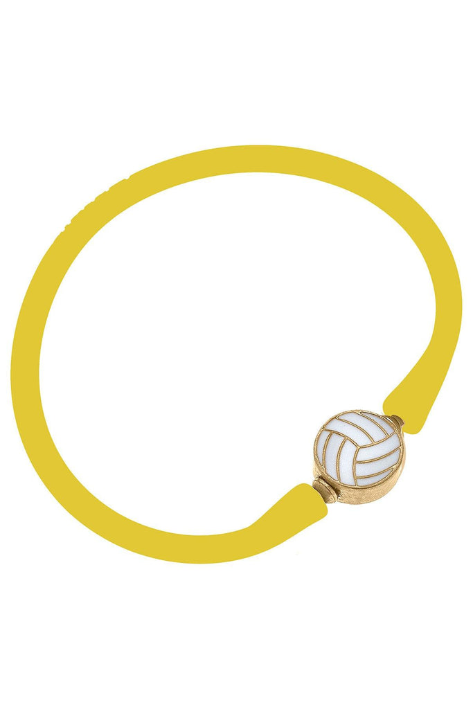 Enamel Volleyball Silicone Bali Bracelet in Yellow - Canvas Style