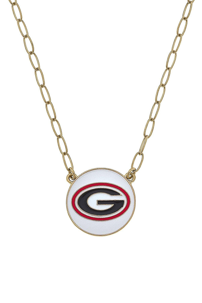 Georgia Bulldogs Enamel Disc Pendant Necklace - Canvas Style