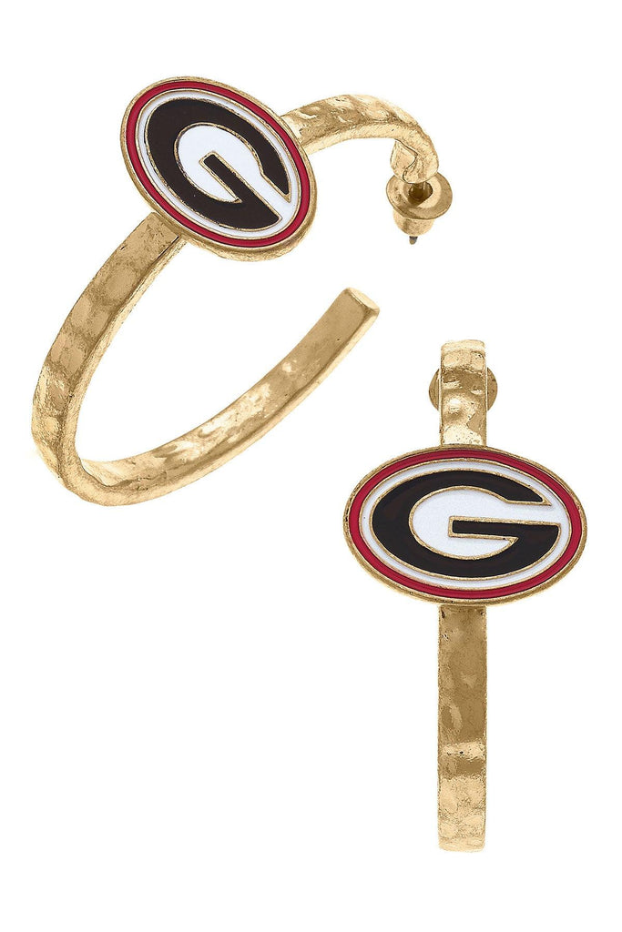 Georgia Bulldogs Enamel Logo Hoop Earrings - Canvas Style