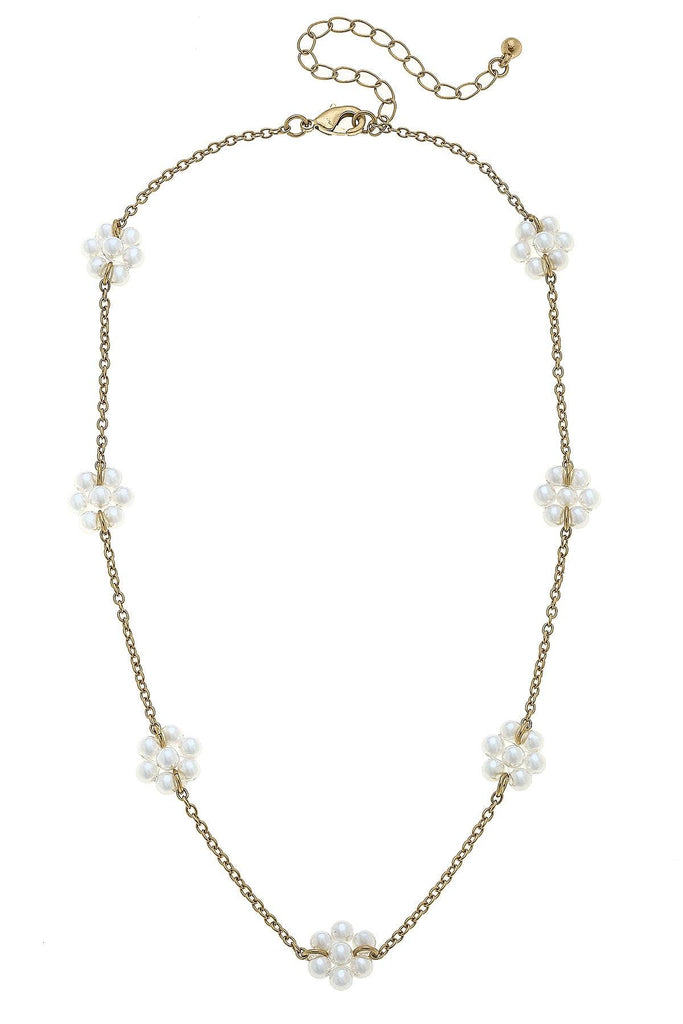 Lora Pearl Flower Station Necklace - Canvas Style