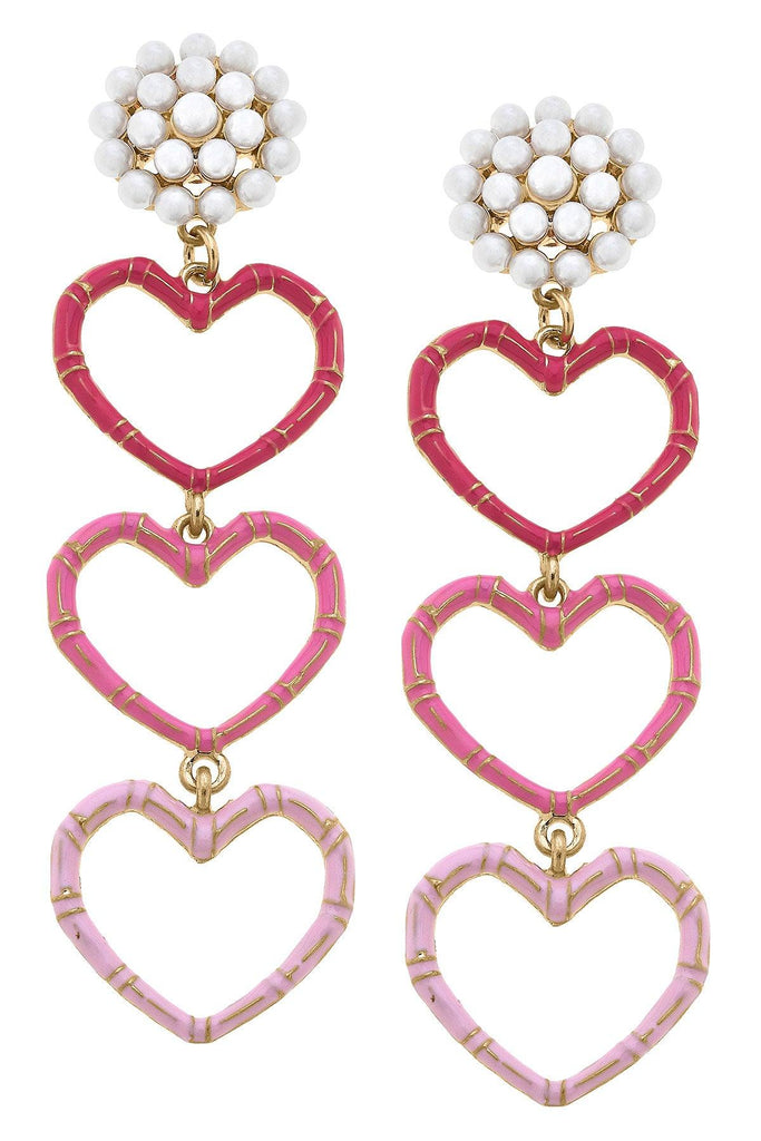Love Bamboo Heart Enamel Earrings - Canvas Style