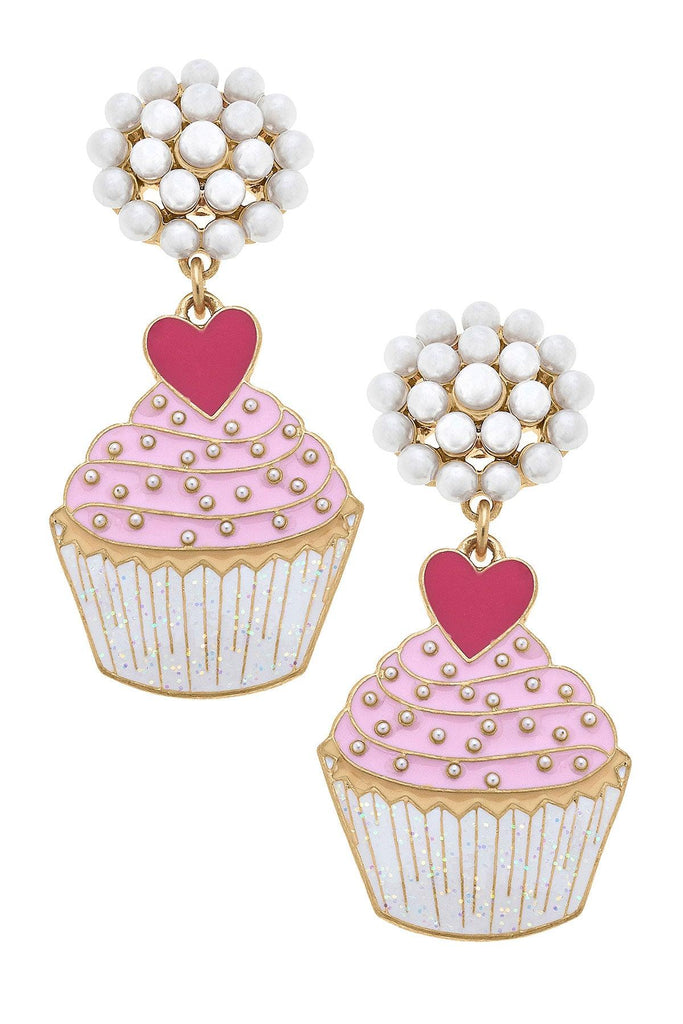 Love Cupcake Enamel Earrings in Pink & Fuchsia - Canvas Style