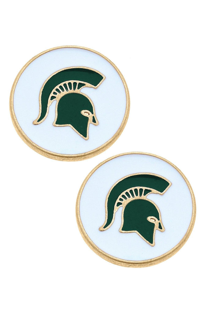 Michigan State Spartans Enamel Disc Stud Earrings - Canvas Style