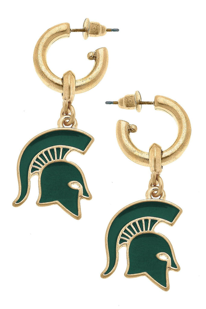 Michigan State Spartans Enamel Drop Hoop Earrings - Canvas Style