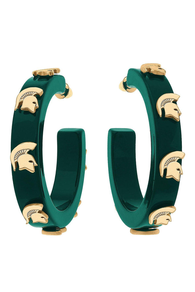 Michigan State Spartans Resin Logo Hoop Earrings - Canvas Style