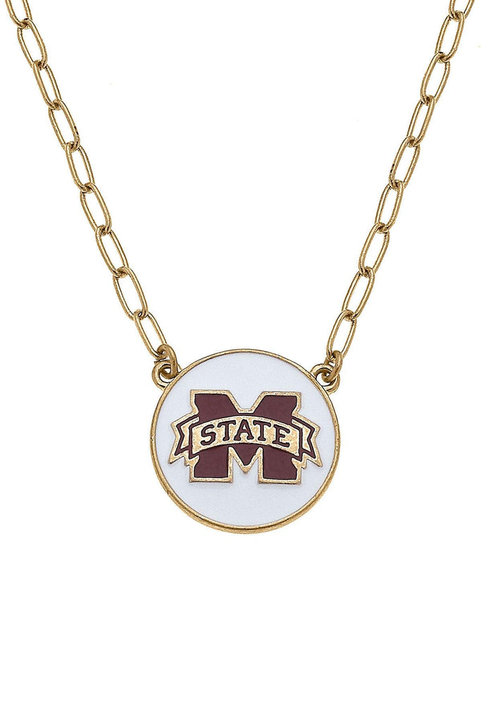 Mississippi State Bulldogs Enamel Disc Pendant Necklace - Canvas Style