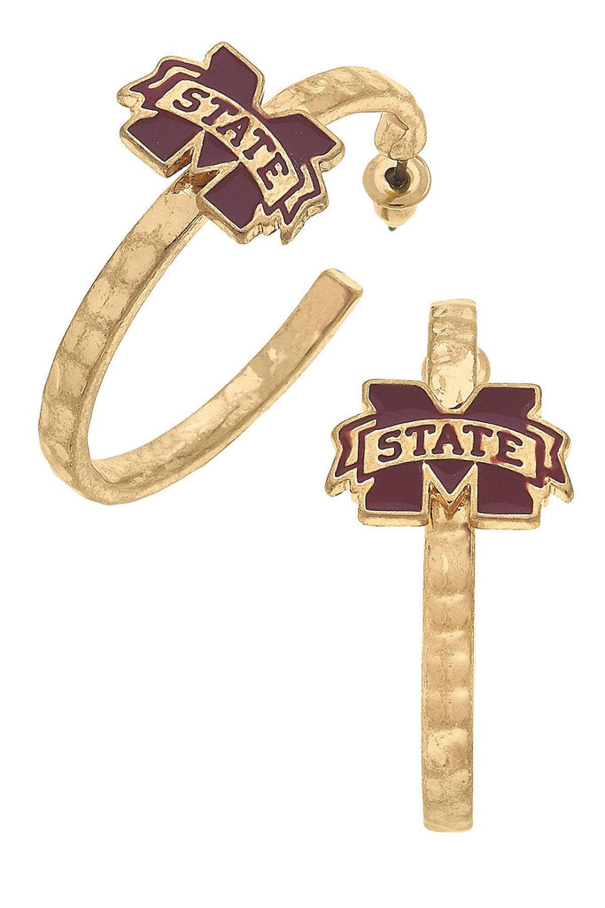Mississippi State Bulldogs Enamel Logo Hoop Earrings - Canvas Style