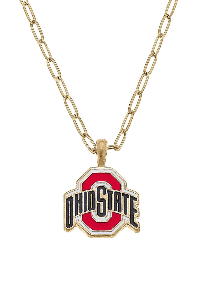 Ohio State Buckeyes Enamel Pendant Necklace in Scarlet - Canvas Style