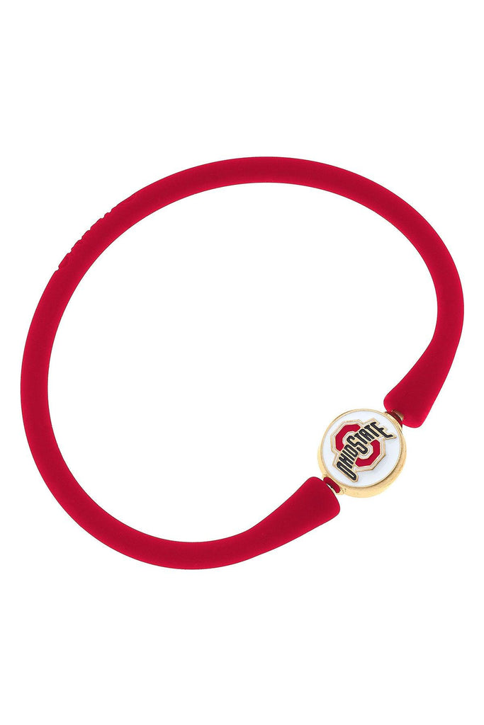 Ohio State Buckeyes Enamel Silicone Bali Bracelet in Scarlet - Canvas Style