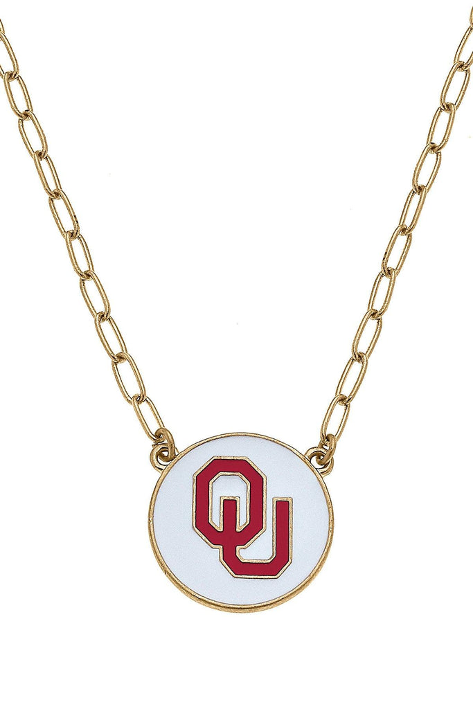 Oklahoma Sooners Enamel Disc Pendant Necklace - Canvas Style