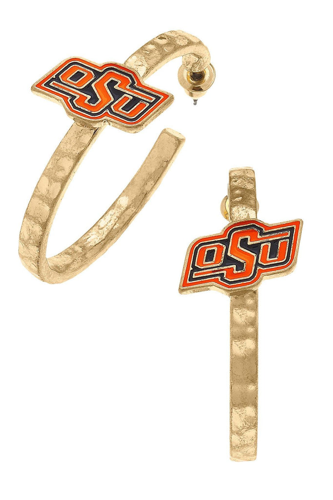 Oklahoma State Cowboys Enamel Logo Hoop Earrings - Canvas Style