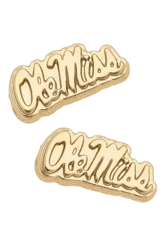 Ole Miss Rebels 24K Gold Plated Stud Earrings - Canvas Style