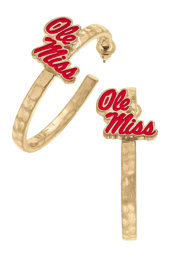 Ole Miss Rebels Enamel Logo Hoop Earrings - Canvas Style