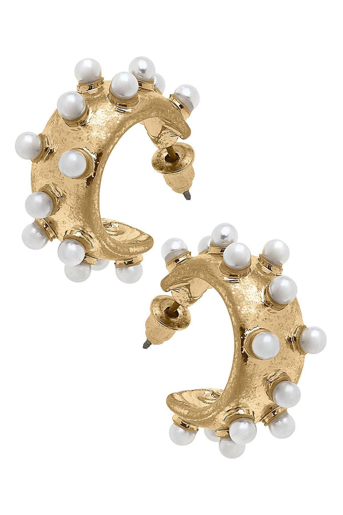 Persephone Pearl Studded Hoop Earrings - Canvas Style