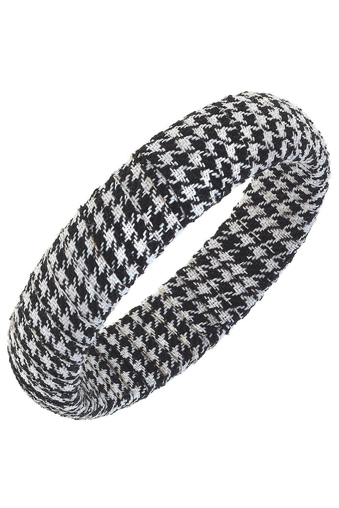 Reagan Houndstooth Statement Bangle in Black & White - Canvas Style