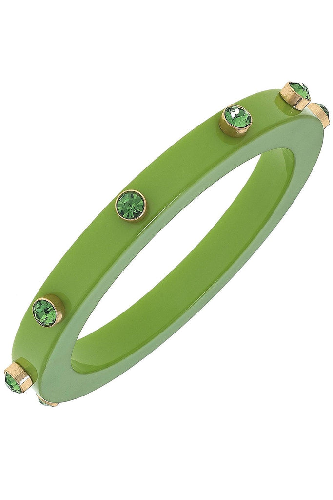 Renee Resin and Rhinestone Bangle in Lime Green - Canvas Style
