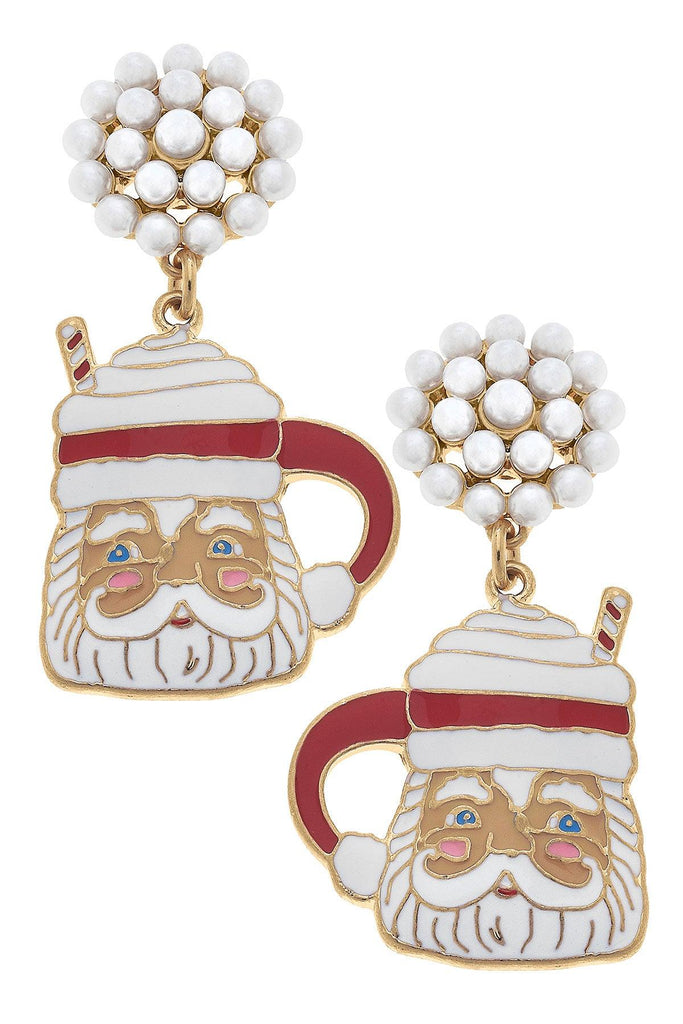 Santa Mug Enamel Earrings - Canvas Style