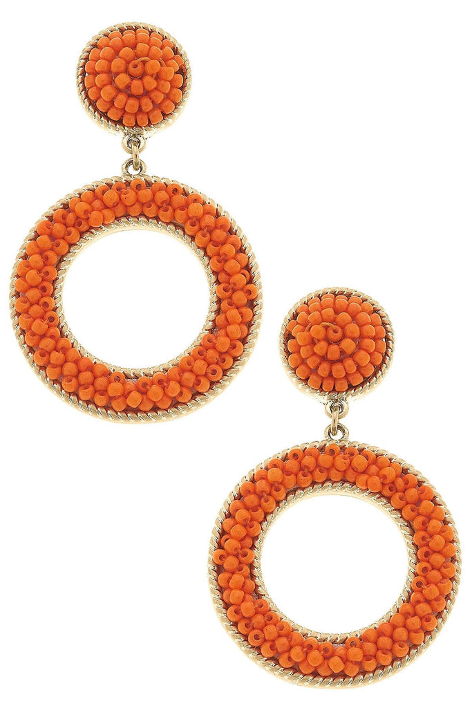 Talulah Beaded Circle Drop Earrings in Orange - Canvas Style