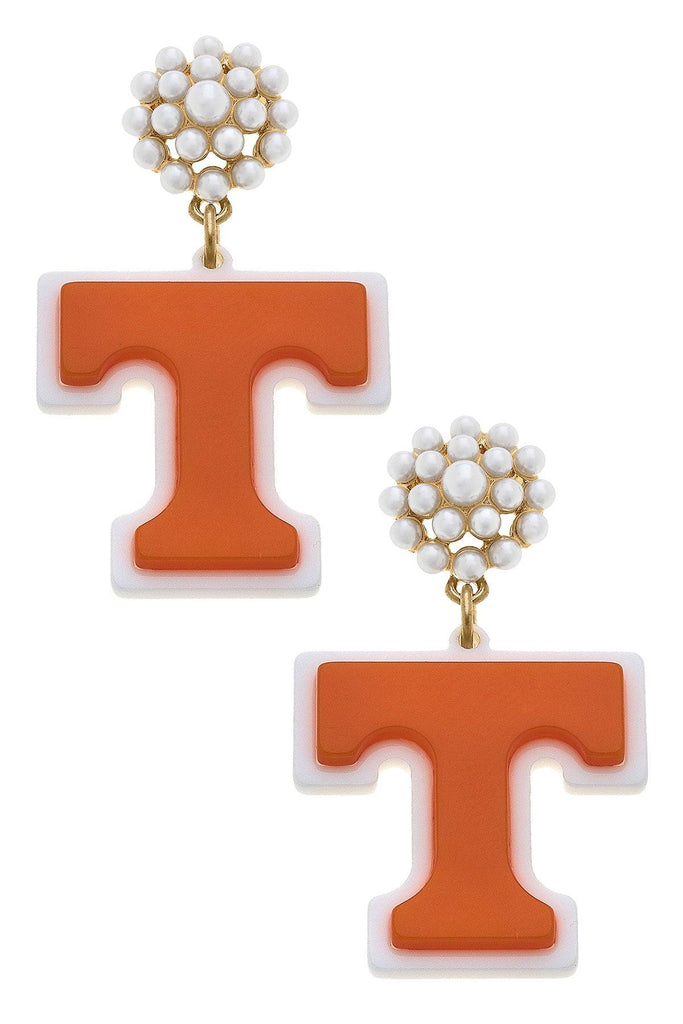 Tennessee Volunteers Pearl Cluster Resin Logo Earrings - Canvas Style